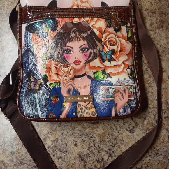 🦄 Nicole Lee Artistic Crossbody Bag with Floral and Butterfly Design - Picture 7 of 10